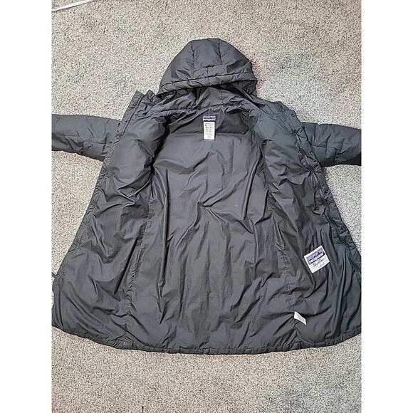 Patagonia Girl's S (8) Down Parka Long Puffer Coat Black Goose Insulated Jacket - Picture 3 of 10